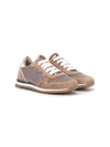 Brunello Cucinelli Embellished Suede-trimmed Sneakers In Brown