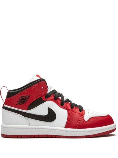 Jordan Kids'  1 Mid 板鞋 In White,black,gym Red