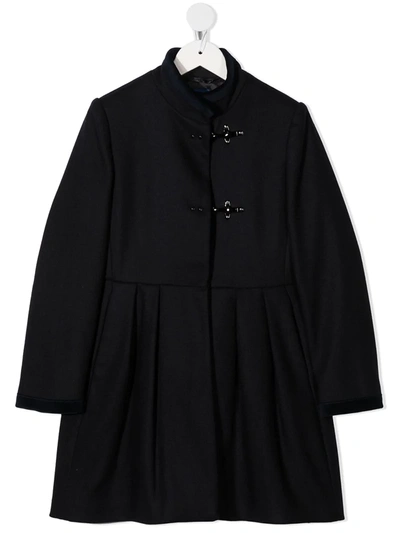 Fay Kids' Pleated-waist Coat In Blue