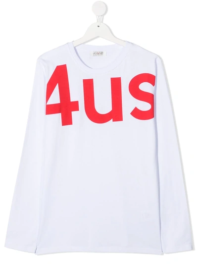 Cesare Paciotti 4us Kids' Logo Print T-shirt In White