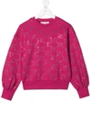 Alberta Ferretti Embellished Monogram Sweatshirt In Pink