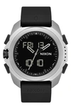 Nixon Ripley Ana-digi Silicone Strap Watch, 47mm In Black/ Silver