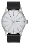 NIXON THE SENTRY LEATHER STRAP WATCH, 42MM,A105-2871-00