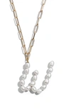 Baublebar Blair Hera Genuine Pearl Initial Pendant Necklace In Pearl W