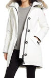 Canada Goose Rossclair Fur-trim Hooded Down Parka In North Star White