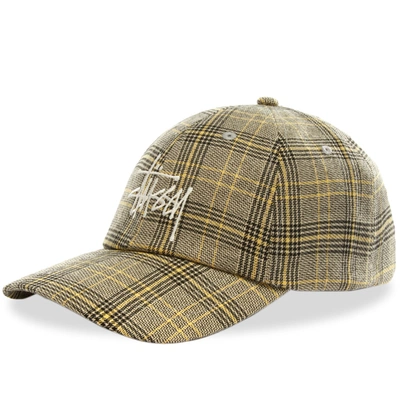 Stussy Off-white Plaid Big Logo Low Pro Cap In Neutrals