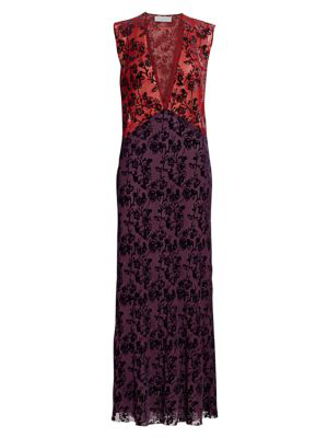 floral burnout velvet maxi dress