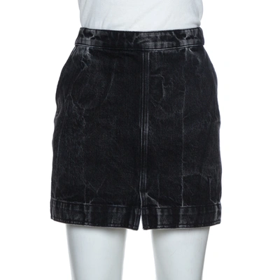 Pre-owned Givenchy Black Acid Washed Denim Mini Skirt M