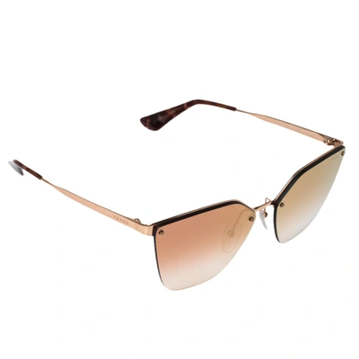 Pre-owned Prada Rose Gold Tone/ Pink Gradient Spr 68t Cinema Cat Eye Sunglasses