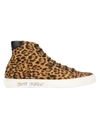 Saint Laurent Malibu Leopard Print High-top Sneakers In Brown