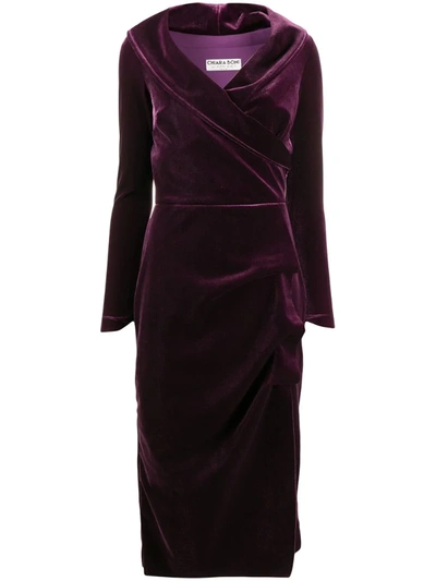 Le Petite Robe Di Chiara Boni Wrap-front Velvet Midi Dress In Purple
