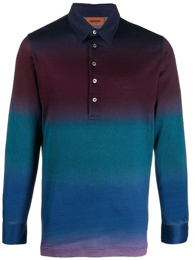 Missoni Geometric Knit Polo Shirt In Blue