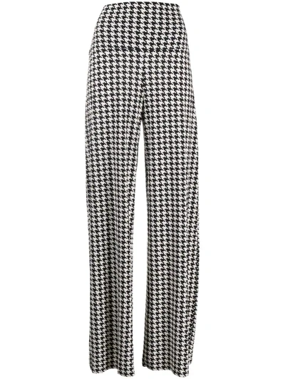 Norma Kamali Wide-leg Houndstooth Trousers In Neutrals