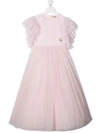 ELIE SAAB JUNIOR TULLE SLEEVE LONG DRESS