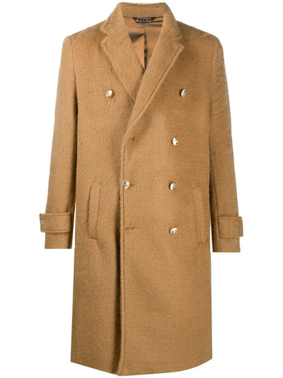 Family First Double Breasted Structured Coat In Brown