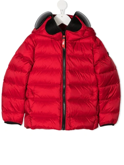 Ai Riders On The Storm Kids' Hooded Puffer Jacket In Red