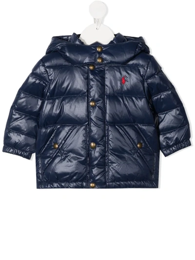Ralph Lauren Babies' Embroidered-logo Padded Jacket In Blue