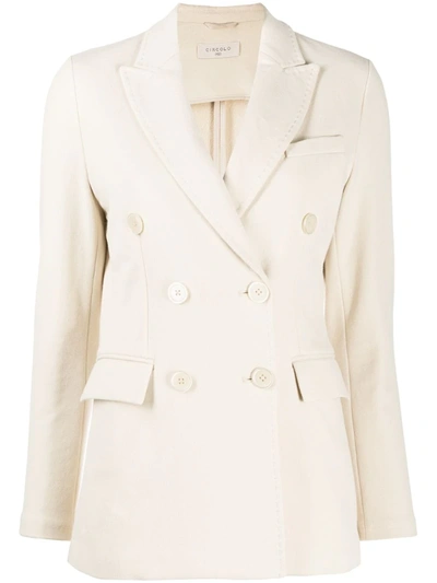 Circolo 1901 Fitted Double-breasted Blazer In Neutrals