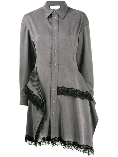 Koché Asymmetric Lace Detailed Dress In Grey