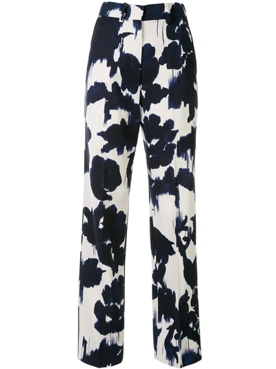 Delpozo Abstract-print Straight Trousers In Blue
