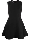 Valentino Navy Wool & Silk A-line Dress In Black