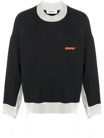 Ambush Logo-embroidered Raw-edge Sweatshirt In Blue