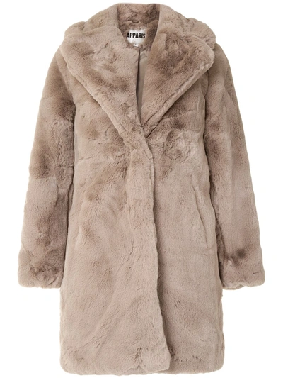 Apparis Oversized-mantel Aus Faux Fur In Brown
