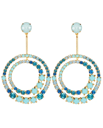 Elizabeth Cole Gia Crystal Circle Drop Earrings In Blue-med