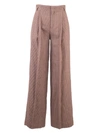 CHLOÉ HOUNDSTOOTH FLARE PANTS IN BEIGE AND BROWN