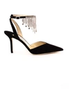 JIMMY CHOO BLACK SUEDE BIRTIE PUMPS,BIRTIE85DRS BLACKCRYSTAL