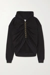 DION LEE CHAIN-EMBELLISHED RUCHED COTTON-JERSEY HOODIE