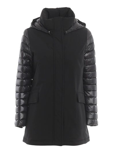Colmar Originals Tech Fabric Padded Coat With Puffer Hood In Black