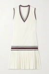 TORY SPORT STRIPED PLEATED STRETCH-JERSEY TENNIS DRESS