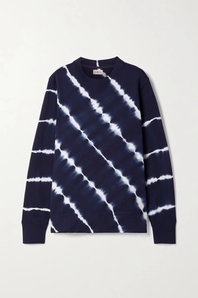 Tory Sport Tie-dyed French Cotton-terry Sweatshirt In Tory Navy Diagonal Shibori
