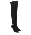 BALMAIN RAVEN OVER-THE-KNEE SUEDE BOOTS,P00496400