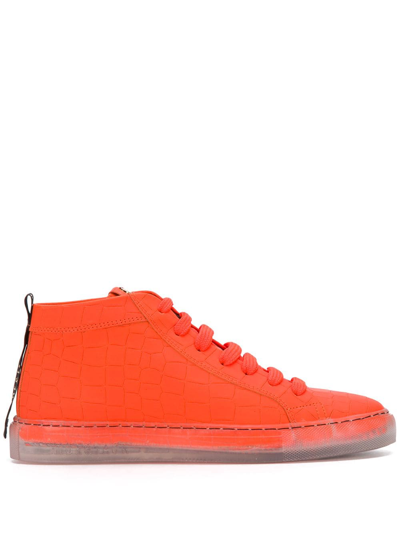 Hide & Jack Clear Sole High-top Trainers In Orange