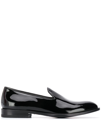 Scarosso George Patent Leather Slippers In Black