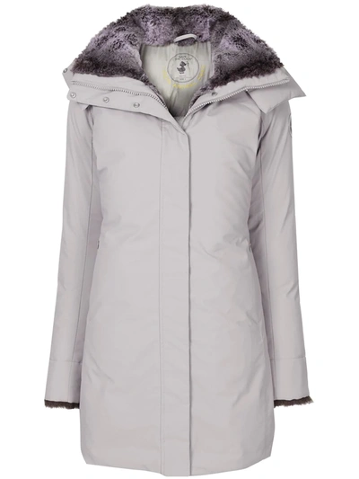 Save The Duck Smeg Waterproof Long Parka With Faux Fur Hood In Frost Gray