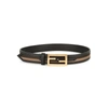 FENDI STRIPED CANVAS AND LEATHER BELT,3355121