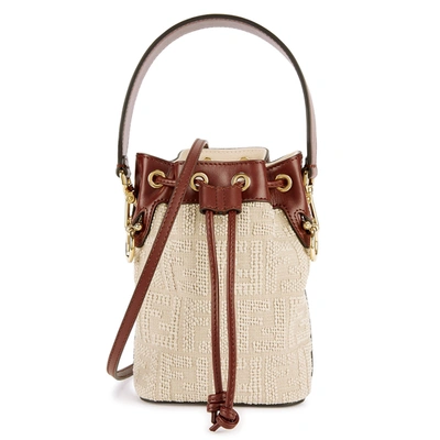 Fendi Mon Tresor Mini Canvas Bucket Bag In Brown