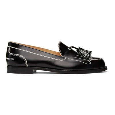 Christian Louboutin Women's Trompinetta Leather Driver Loafers In Black White