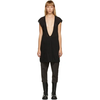 Rick Owens Sheer Cotton Jersey Long T-shirt In Black