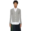 Sacai Grey & White Pleated Back Cardigan In 376 L/grey