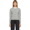 COMME DES GARÇONS PLAY COMME DES GARCONS PLAY GREY AND WHITE HEART PATCH CARDIGAN