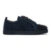 Christian Louboutin Louis Junior Spike-embellished Suede Trainers In Blue