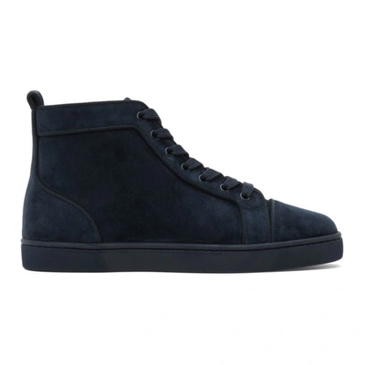 Christian Louboutin Louis Orlato Suede Mid-top Trainers In Blue