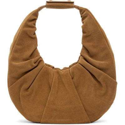 Staud Moon Mini Brown Leather Top Handle Bag In Tan
