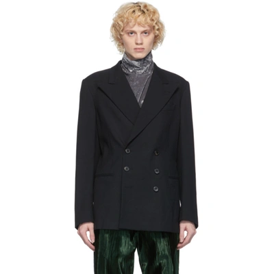 Dries Van Noten Double-breasted Tailored Blazer In Black