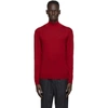 DUNHILL RED HARNESS HIGH NECK SWEATER