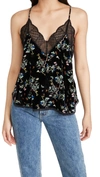 Zadig & Voltaire Christy Velvet Blossom Lace Trim Camisole In Noir